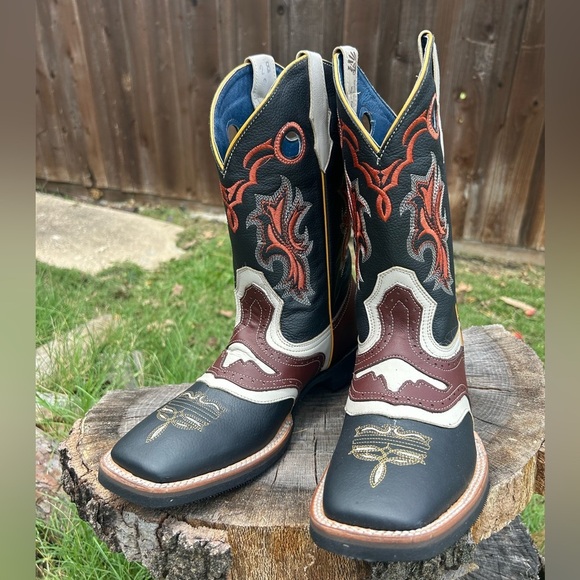 Western Cowboy Mens Boots full grain hide leather square tipSz-28 (US 9.5) locBB - Picture 7 of 10